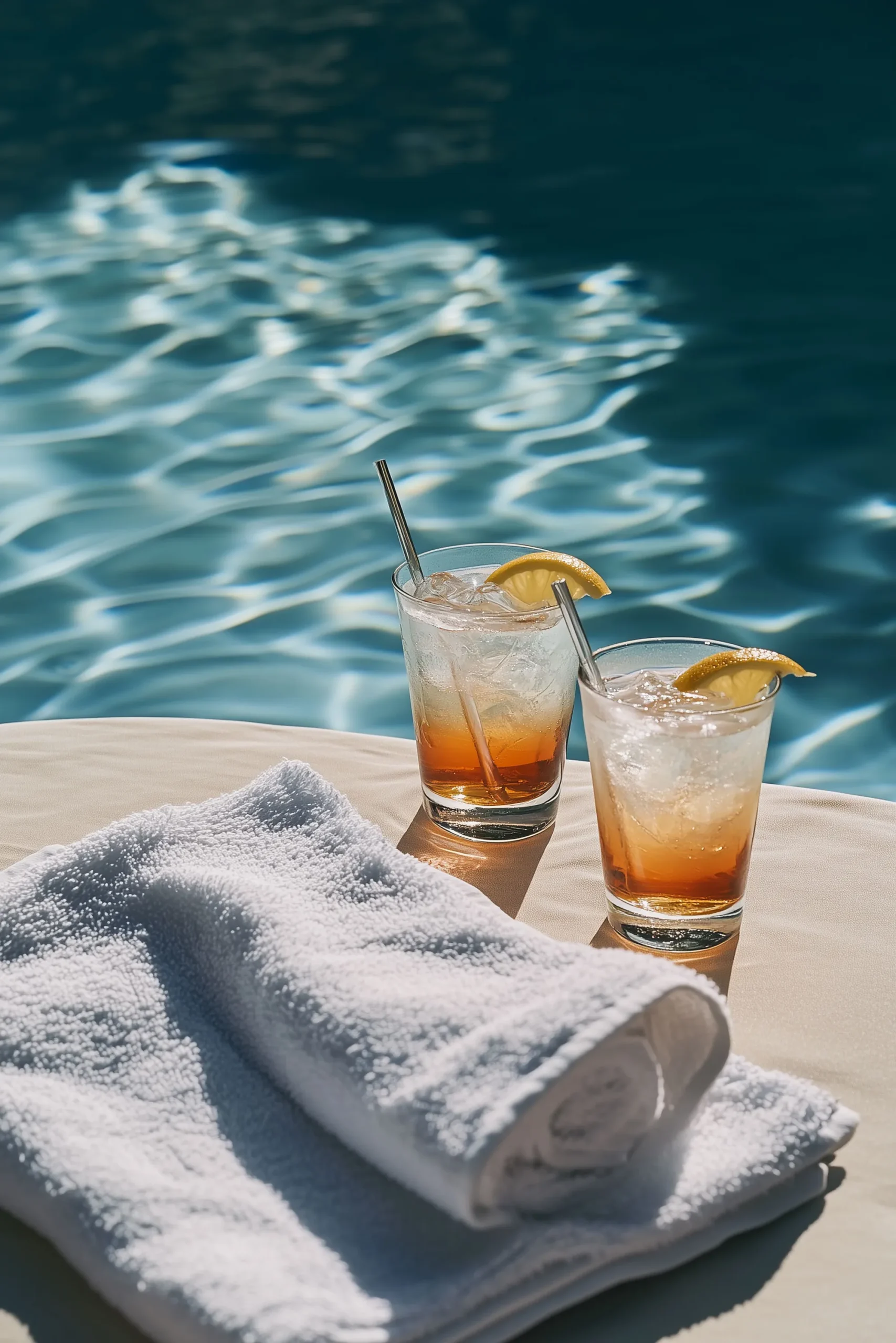 boissons au bord de la piscine